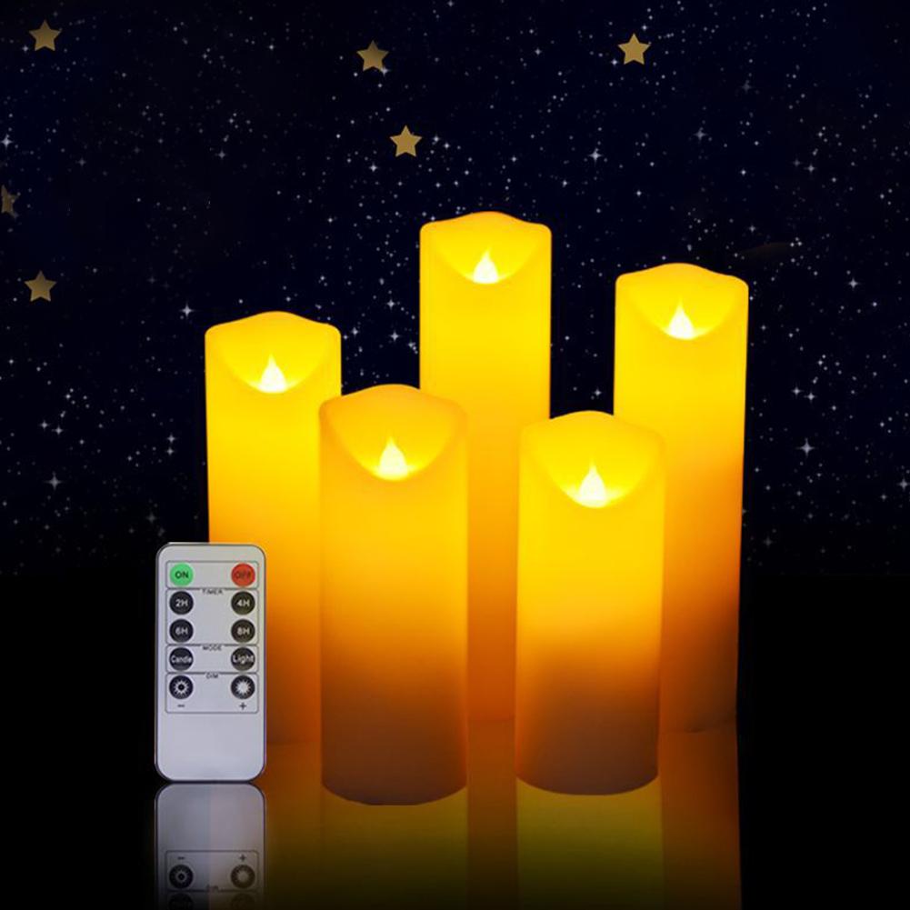 5Pcs/Set LED Electronic Candle Lamp with Remote Control Yellow Light Flashing