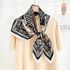 90Cm Geometric Printed Scarf Women'S Spring Summer New Imitation Silk Twill Square Scarf Temperament Versatile Headscarf Shawl