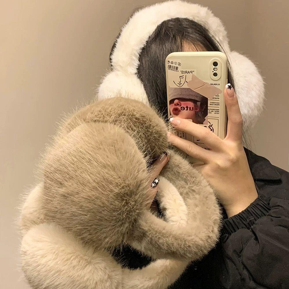 Folding Winter Warm Earmuffs Fashion Solid Color Winter Headphones Earflap Outdoor Cold Protection Soft Plush Ear Warmer