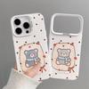 Silver Frosted Cartoon 'Little Bear' Scarf Phone Case for Apple 17 Pro Max, 16 Pro, 15, 14 Plus