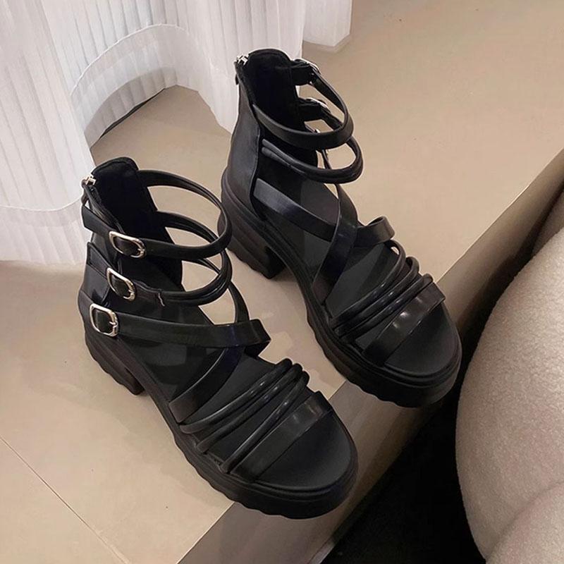 Fashion Comemore Summer Sandals 9CM Wedge Heels New Women Beach Thick Bottom Black Open Toe Casual Roman Shoes Ladies Heeled Sandales