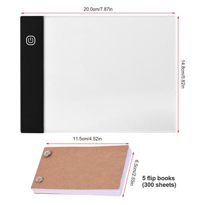 Kit portátil de flip book com tablet de luz LED caixa de luz controle de brilho de 3 níveis 300 folhas
