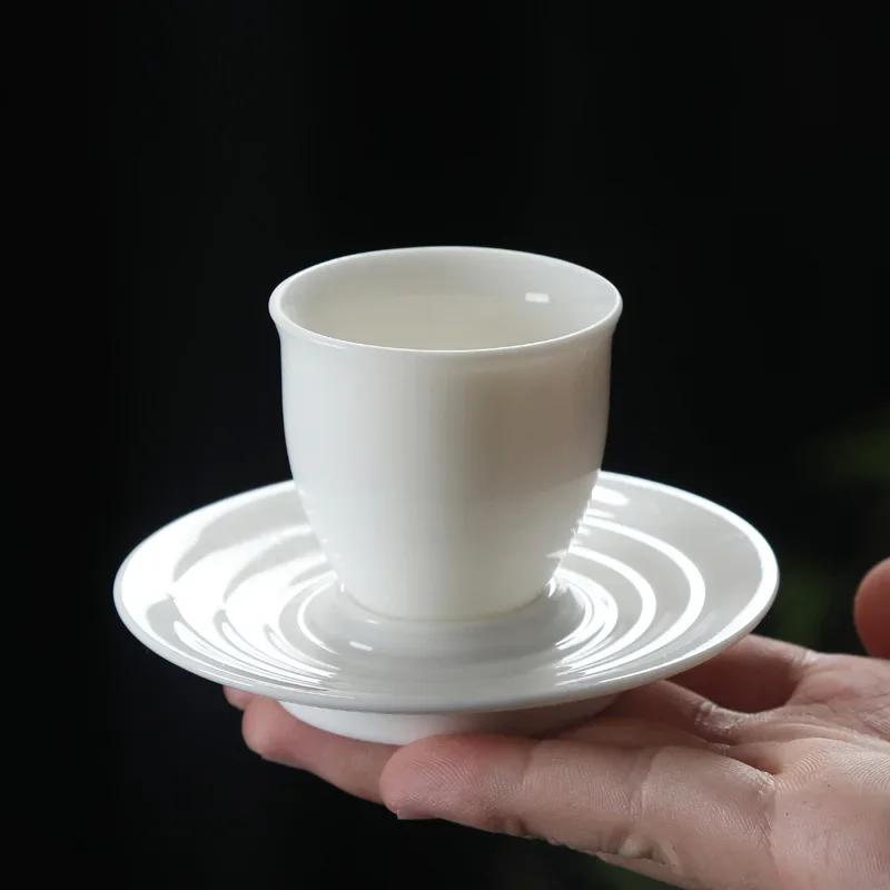 Mutton Jade Porcelain Tea Cup Sketch Tea Cup Master Cup Ceramic Kung Fu Tea Set White Porcelain Water Drop Gratitude Cup Hat Cup