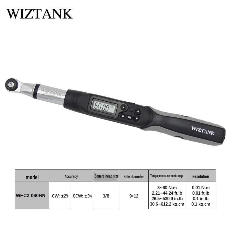 WIZTANK Taiwan Digital Interchangeable Head Adjustable Torque Wrench