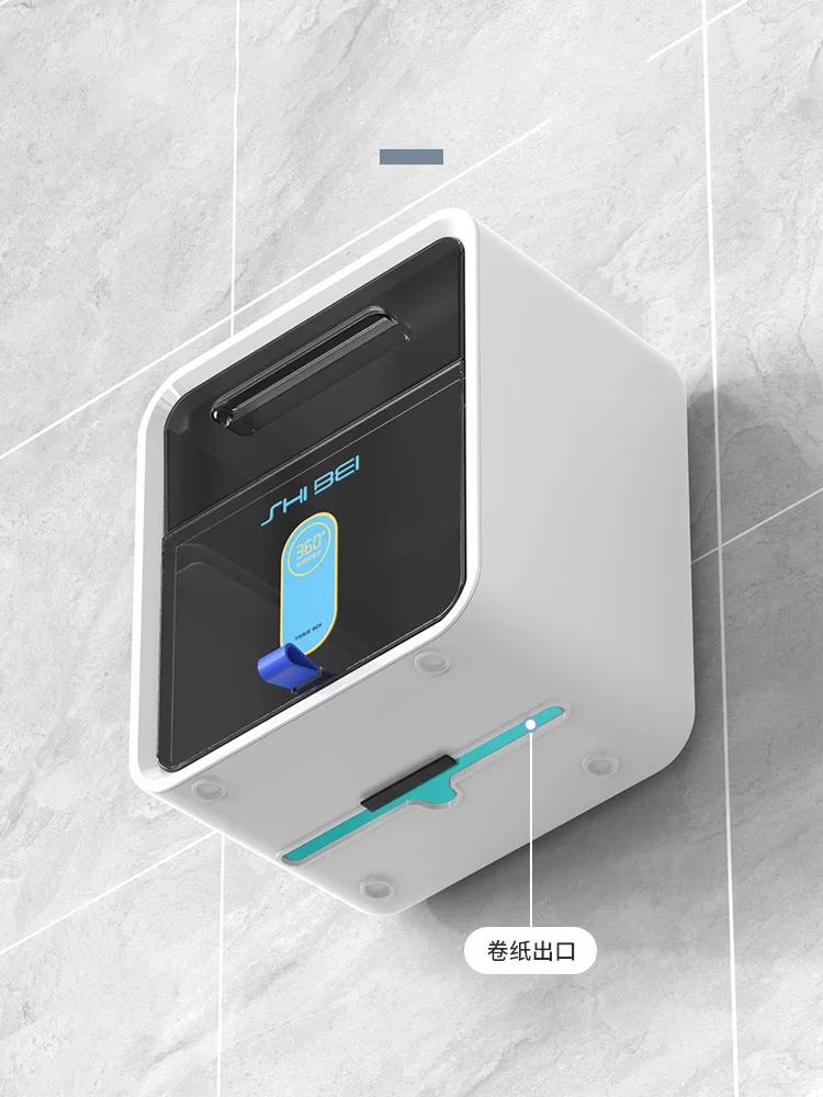 Toilet tissue box without punching storage rack wall mounted roll paper suction box waterproof toilet paper holder