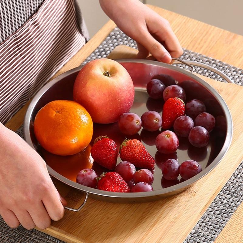 Set of 2 Liangpi Making Pans Multipurpose Stainless Steel Steaming Pans Fruit Tray Suitable for Liangpi and Cakes