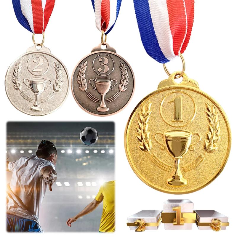 1Pcs 2" Gold Silver Bronze Award Medal Zinc Alloy Round Winner Medals With Neck Ribbon 1St 2Nd 3Rd Prizes Winner Prize Present