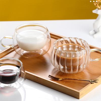 Stripe Mug Double Wall Glass Glasses High Borosilicate Water Cup Breakfast Oatmeal Milk Coffee Water Cup Drinkware Glass Mug