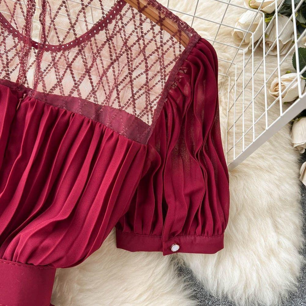 Женское летнее элегантное шифоновое платье с цветочным поясом — фото 10