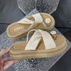 French fairy style muffin bottom outer slippers 2025 summer new high-end casual thick bottom cover toe sandals girl