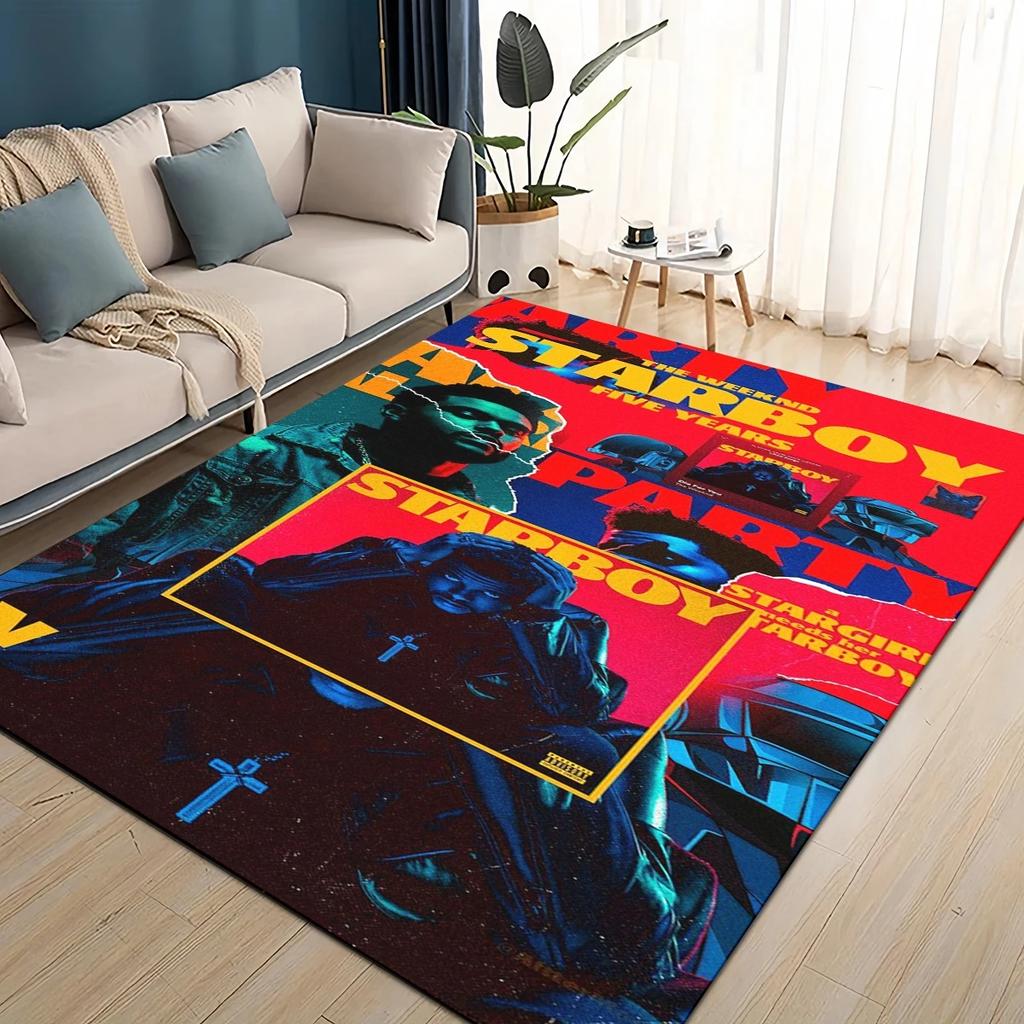 Tapis Tapis 3D THE WEEKND,XO Alternative R&B Abel Tesfaye pour Salon Chambre Maison Décoration Canapé, Tapis de Sol Antidérapant pour Enfants