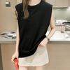 Women's Loose Fit White Sleeveless Round Neck Camisole - Spring/Summer Large Size