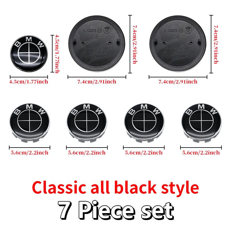 MLKQ6 All Black 82mm 74mm Car Front Rear Logo 68mm Wheel Hub Center Cover Steering Wheel Center Stickers For BMW E90 E87 F20 E46 F30