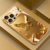 Golden Eagle Pattern Gold Metallic Paint Glass Phone Case For iPhone 17 16 15 14 13 12 11 Pro Max 15 14 Plus 17Air 16E Cover