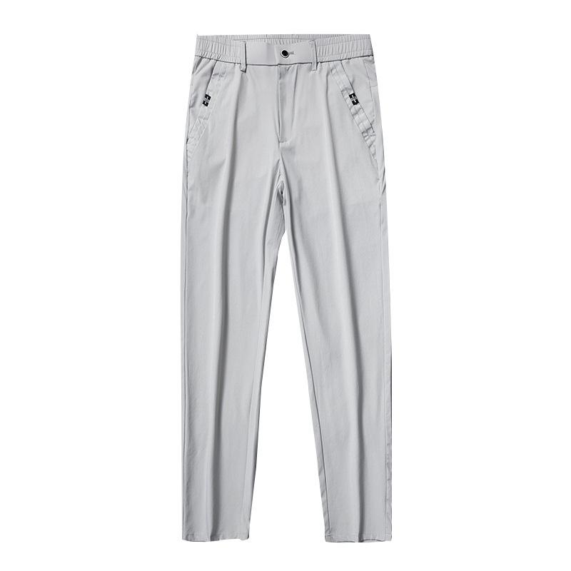 Summer popular casual ice silk nylon trousers men's summer thin slim straight casual trousers men's trendy all-match