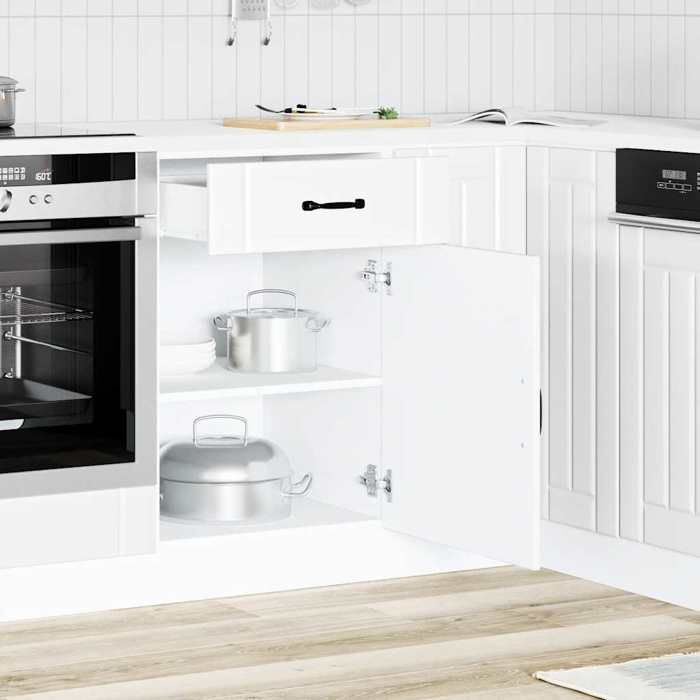 VidaXL Armoire de cuisine Lucca blanc bois d'ingénierie, meuble d'évier, meuble de cuisine avec tiroir, meuble de cuisine à 853717