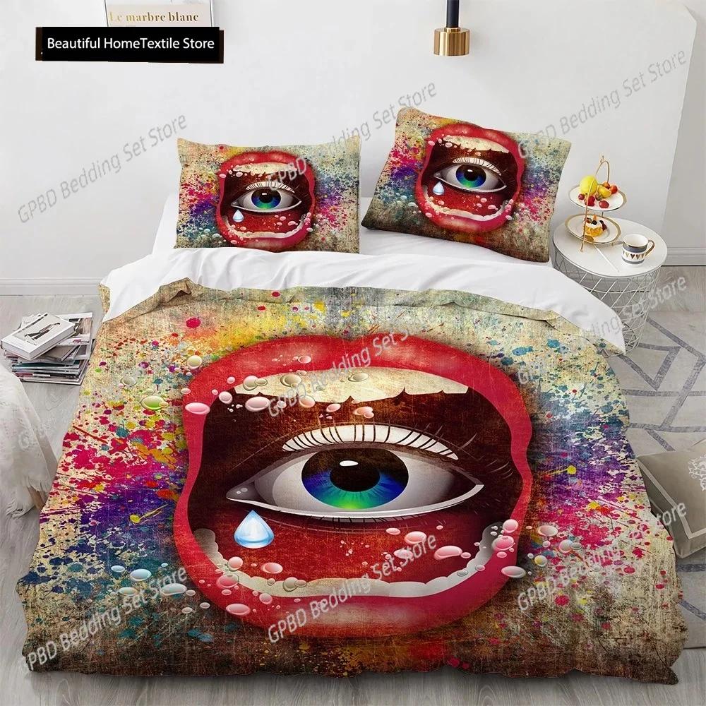 Big Eye Duvet Cover Cover Colourful Painting Art Comforter Cover King Queen Size For Teens Adults Kids Polyester Bedding Set