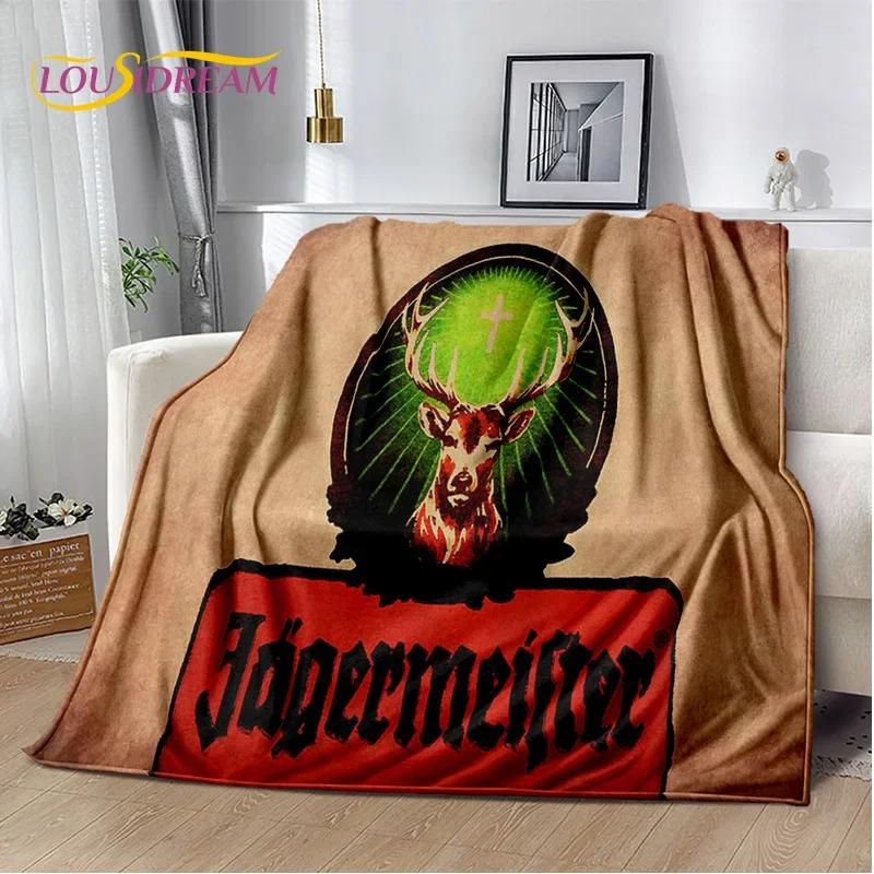 3D German Jaegermeister Logo Elk Soft Flannel Blanket for Beds Bedroom Sofa Picnic,Throw Blanket for Cover Outdoors Leisure Gift