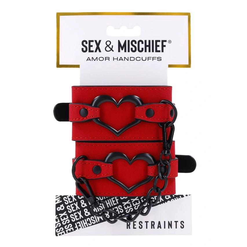 Sportsheets - Sex & Mischief Cupid Red Leather Handcuffs