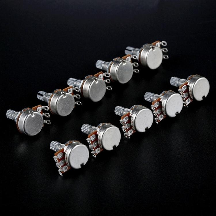 Set of 10 500K Ohm Potentiometer Split Shaft Design Metal Texture for Stable Volumes Tone Control In Guitars Basses Amps
