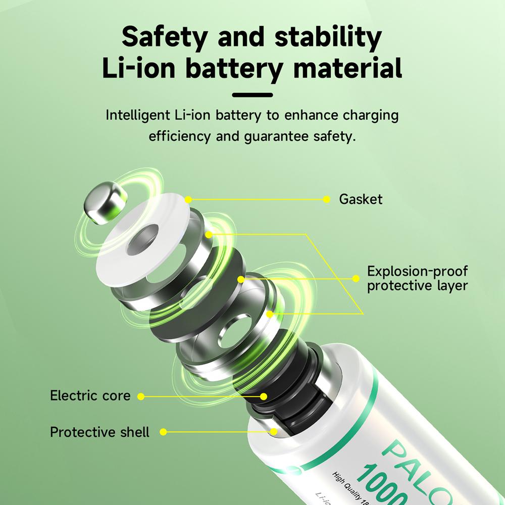 PALO 1000mAh 18350 Lithium Ion Battery 3.7V Rechargeable Li-ion 18350 Cells With Nickel Sheet for Electric Flashlight Toothbrush