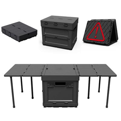 UPF Neue Camping-Aufbewahrungsbox, zusammenklappbarer Campingtisch mit Deckel, Aufbewahrungskoffer, stapelbar, zusammenklappbare Containerbox, multifunktionaler Outdoor-Tisch, leicht, niedrig
