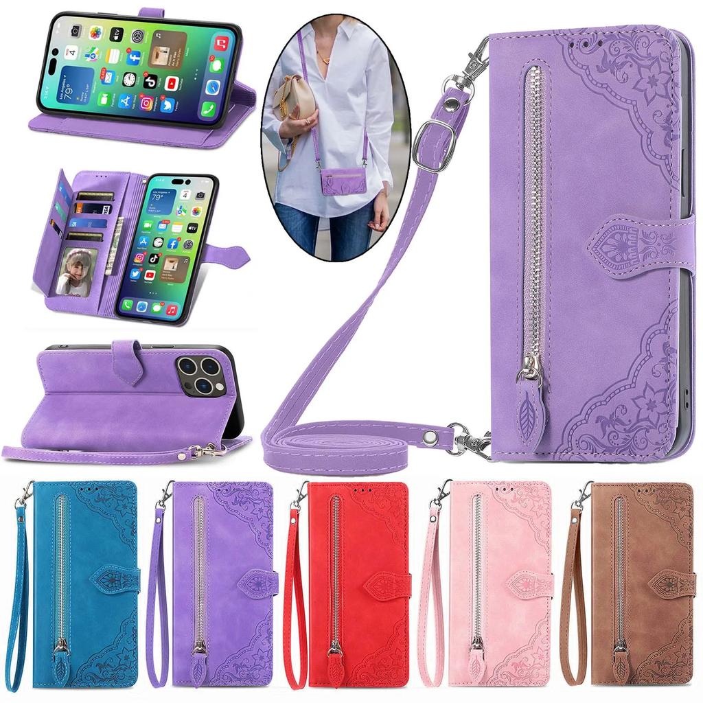 Flip Leather Case For Huawei Pura 70 Ultra P60 P50 Honor 200 Pro 100 90 50 20 10 9 Lite P Smart 2021 Wallet Cover Wrist Strap