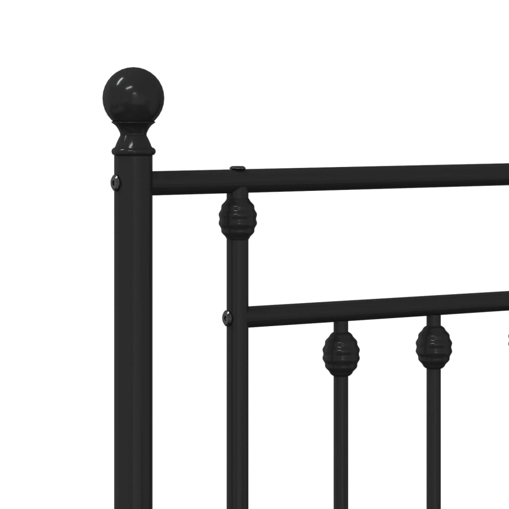 Metal Bed Frame with Headboard and Footboard Black 75 x 190 cm