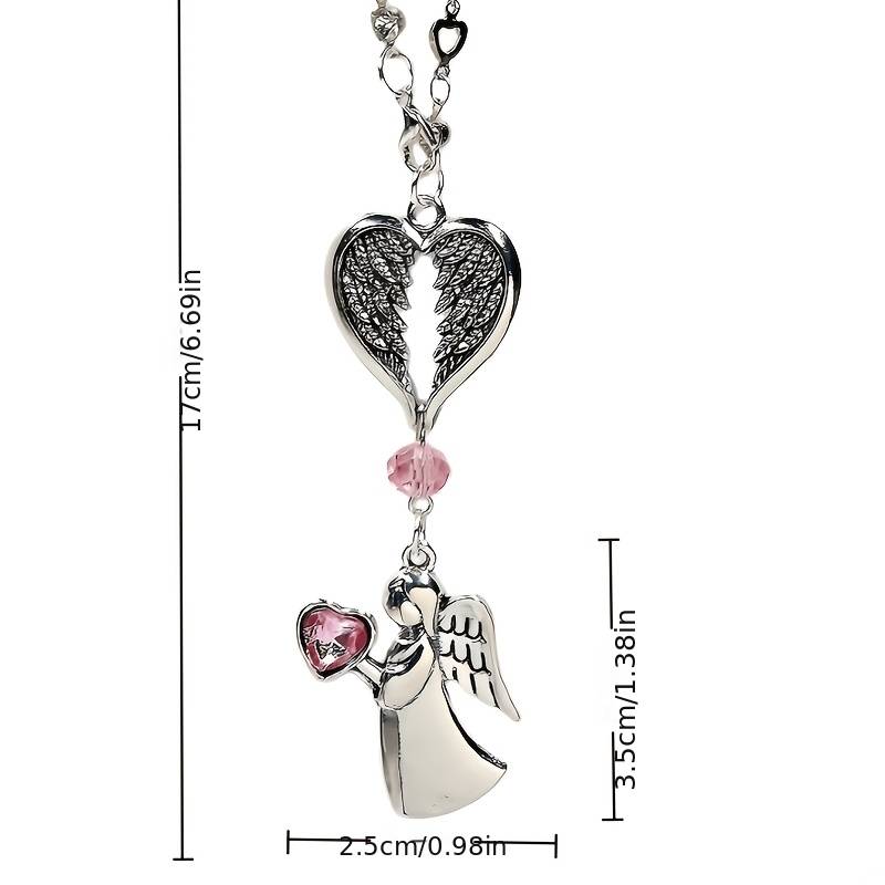 1 Pezzo Angelo Cristallo Cuore Alato Ornamento Volante Interni Auto Specchietto Retrovisore Decorazione da Appendere Borsa Maniglia Porta Casa Ciondolo Regalo