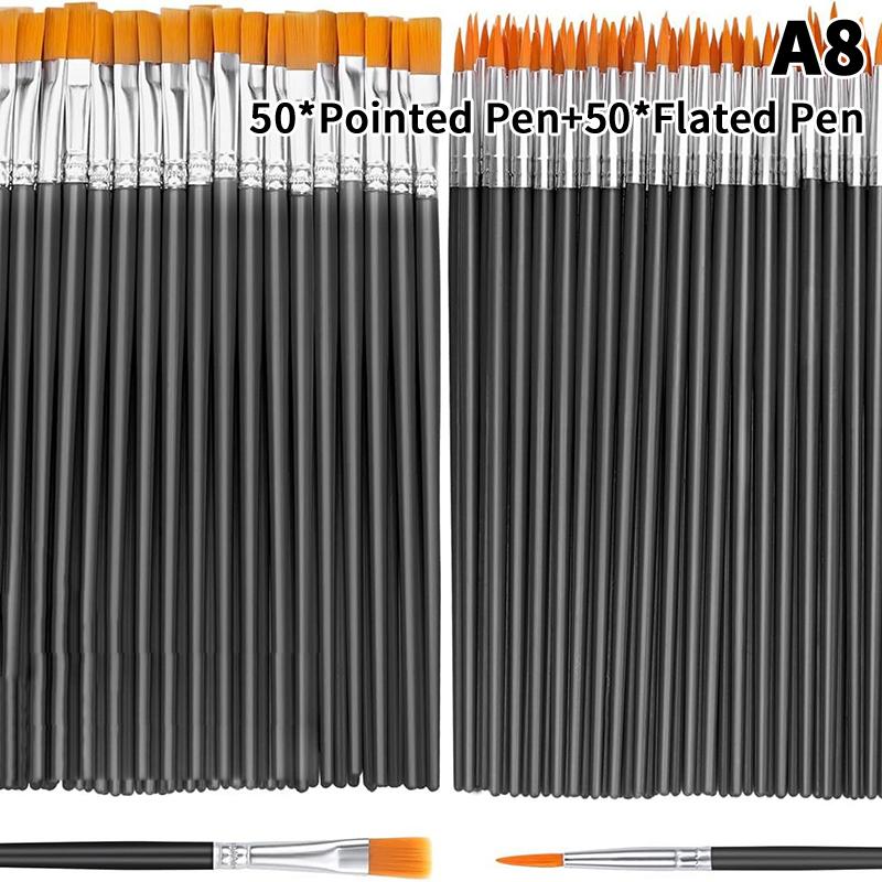 30/100Pcs Acrylic Painting Brushes Set Round Flat Hair Nylon Hair Paint Brush For Kid Artists Watercolor Oil Painting Brushes