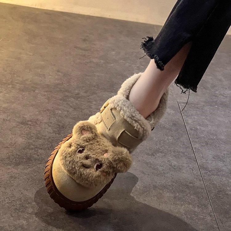 Beliebte Plüsch-Schneestiefel mit dicker Sohle für Damen, plüschig und verdickt, 2025 Winter neu, Oberbekleidung, warme und rutschfeste kurze Baumwollschuhe