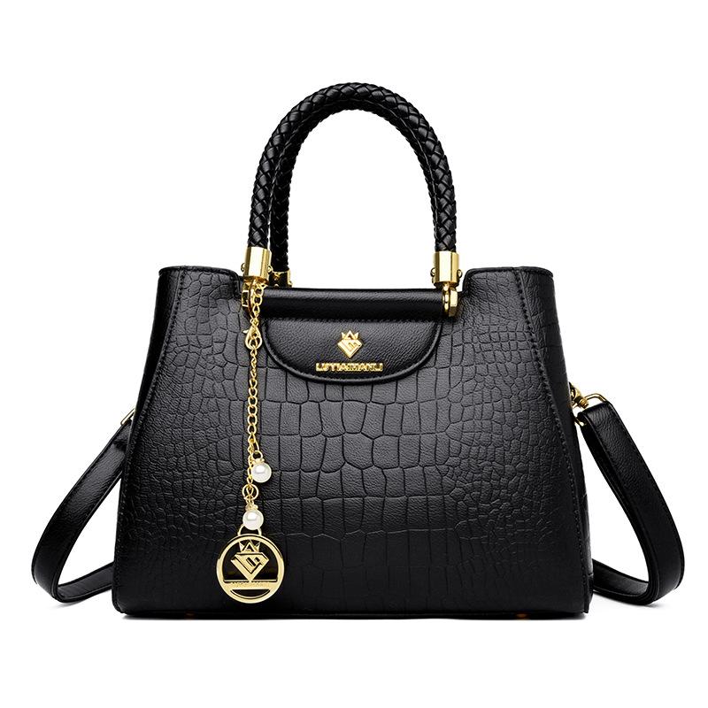 

Summer high-end fashion bag women s new retro handbag simple and versatile large-capacity shoulder bag one size fits all чорний
