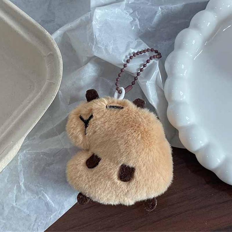 Cartoon Capybara Plush Keychain With Squeaky Sound Bag Pendant Soft Practical Decoration Accesories For Bags And Keys