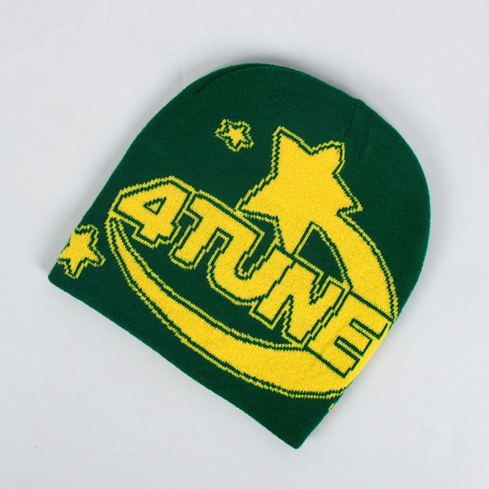 Elastic Beanies Cap Thickened Jacquard Hat Fashion Knitted Hat  Men Women