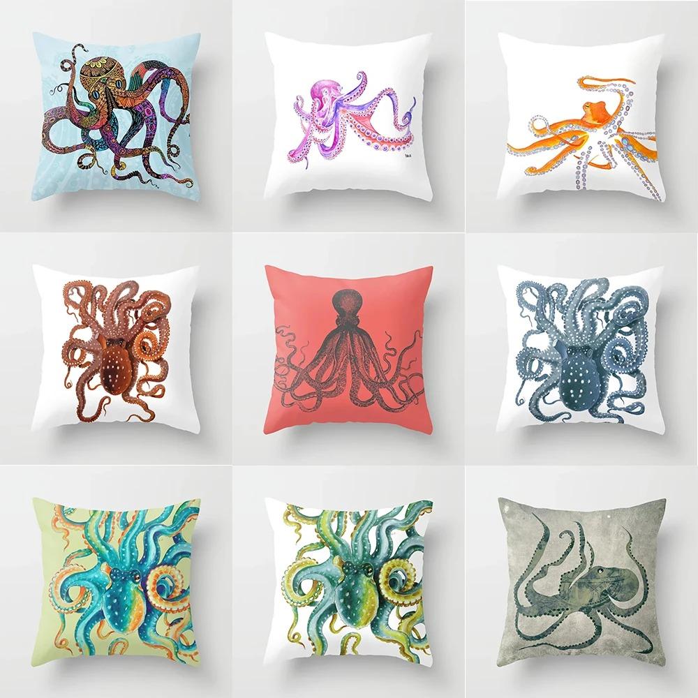 Octopus Pattern Pillowcase Car Ornaments Office Living Room Home Pillowcase