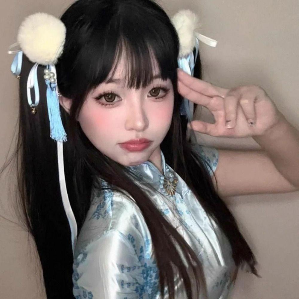 Cloth Chun-Li Hair Bun Clip Barrettes Chinese Style Hairpin  Cheongsam Headwear