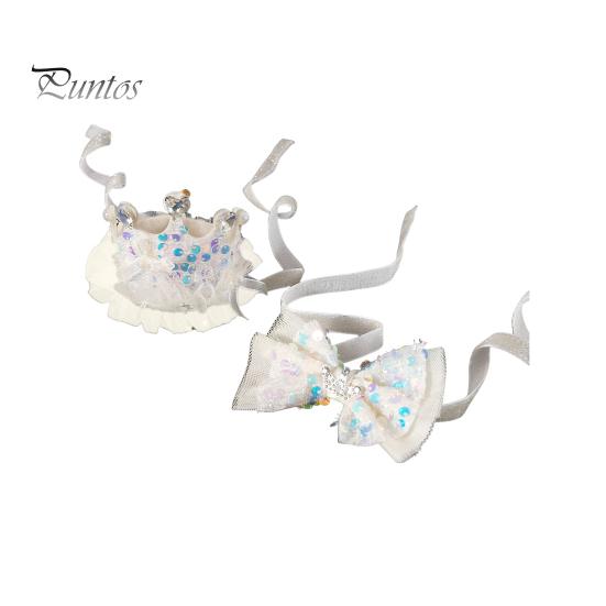 

Корона для домашних животных, шляпа с блестками, кружевной кошачий нагрудник, костюм ярких цветов, декор со стразами, регулируемая посадка, прочные аксессуары для домашних животных для маленьких и средних собак бежевый