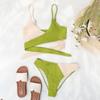 Women's Two Piece Bikini Swimsuit Ribbed Fabric Adjustable Straps Wrap Around Design High Cut Bottoms Swimwear Set