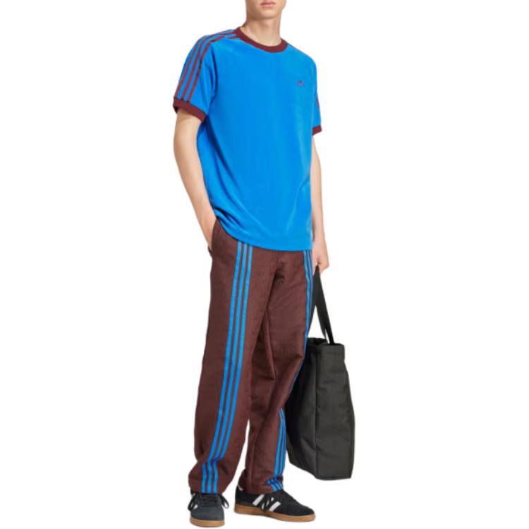 Adidas Originals Striped Crew Neck Slim Fit Raglan Short Sleeve T-Shirt Men Tops Blue JN5964