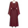 Long Sleeve Medieval Style Maxi Dress with Lace Up Front and Flared Bell Sleeves for Women Renaissance Gown