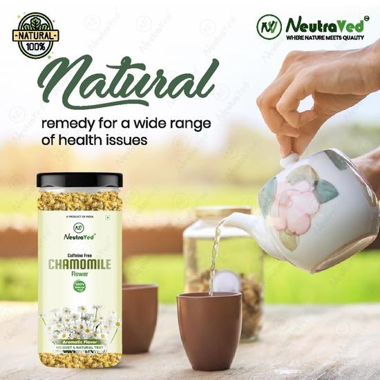 NeutraVed Blue Butterfly Pea Flower 20g and Chamomile Flower Tea 30g Combo | Stress Relief Sleep Tea | Premium Herbal Dried Flowers - 50gm