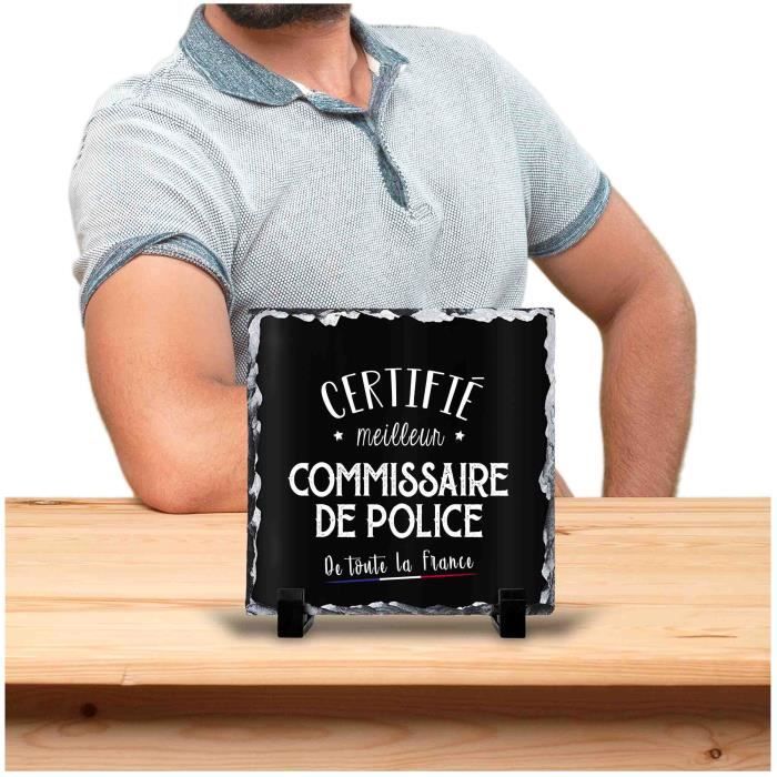 Cadre Commissaire de Police certifié meilleur de france noir | Idée Bureau Cadeau Travail Collègue