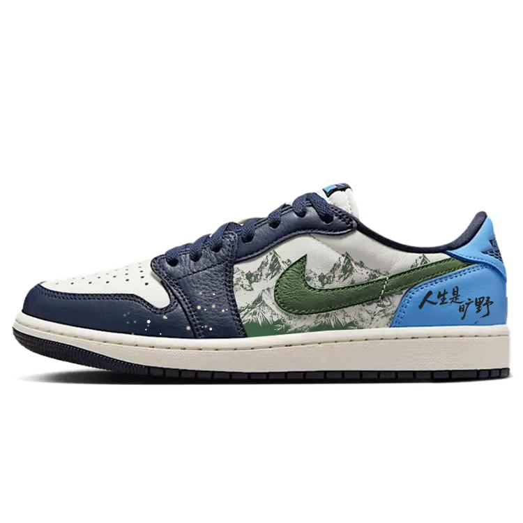 

Jordan Air Jordan 1 Slip Resistant Abrasion Resistant Low top Vintage Basketball Shoes Unisex Blue CZ0790-400(Team181-) 45
