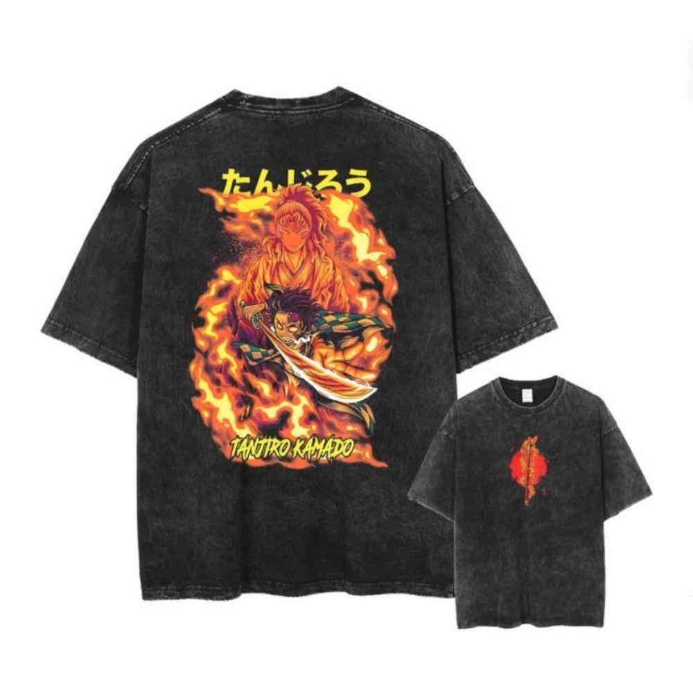 Demon Slayer Anime Cartoon T-shirt Printed Pattern T-shirt Summer Men s and Women s Casual Sports T-shirt S