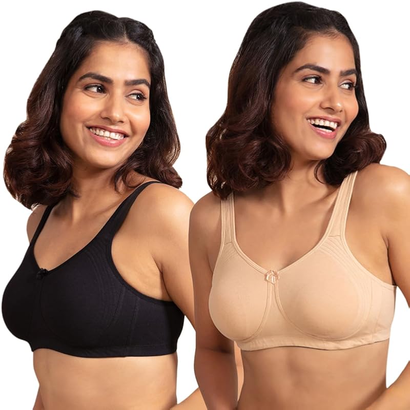 NYKD Everyday Cotton Bra for Women - Encircled with Love | Non-Padded | Wirefree | Full Coverage with Side Support Shape