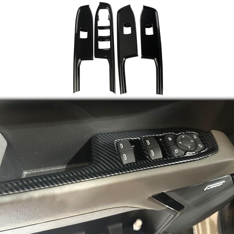 Carbon Fiber Window Lift Switch Panel Cover Trim for 2019-2025 Chevy Silverado 1500/GMC Sierra 1500 for 2020-2025 Sierra/Silverado 2500 3500 HD