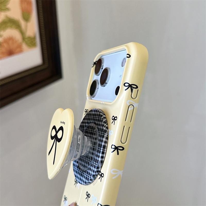 Magnetic Korean-Style Bow Stand Phone Case for iPhone 17/16 Pro Max/15 Pro - Premium Feel