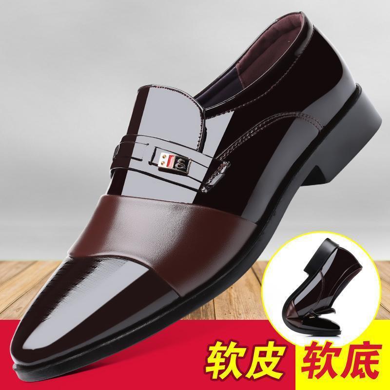 Spring New Soft Leather Soft Sole Round Head Breathable Trend Casual Leather Shoes Business Dress Fashion British Trendy Shoes Men's Shoes