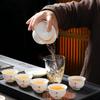 High Quality White Porcelain Tea Set Gaiwan Bamboo Hat Cup  Kung Fu Chinese Ceramic Teaware Home Office Business Tea Insufer