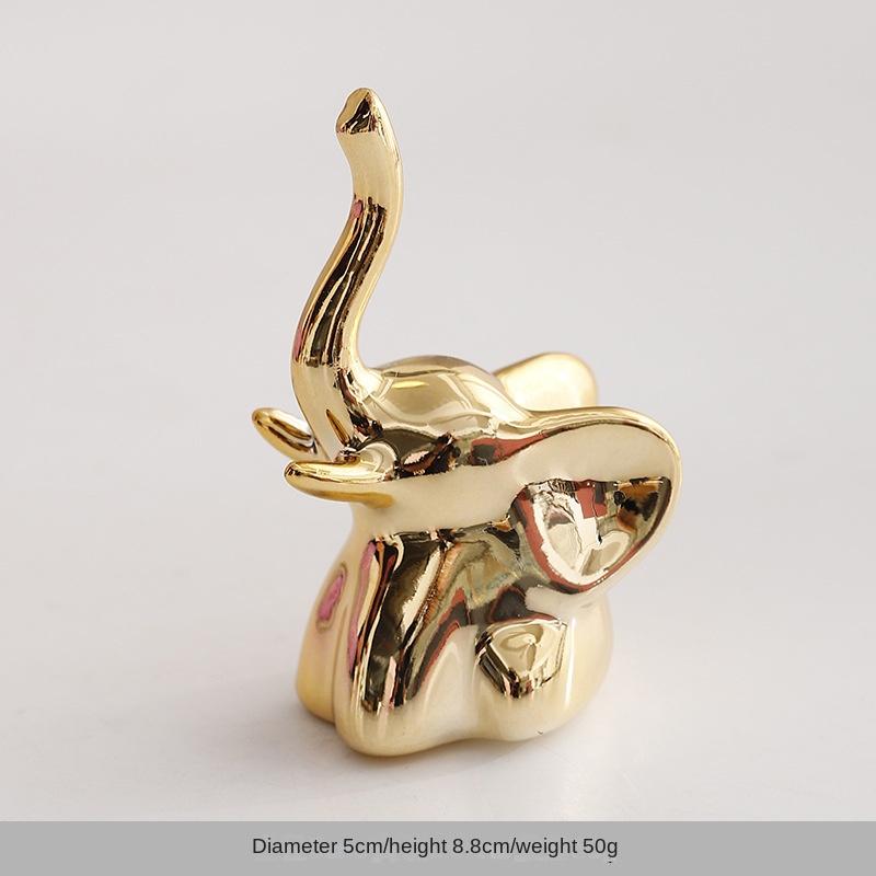 Ceramic Creative Elephant Rabbit Home Bedroom Makeup Desk Ring Necklace Jewelry Rack Ornament Animal Showcase Small Ornament